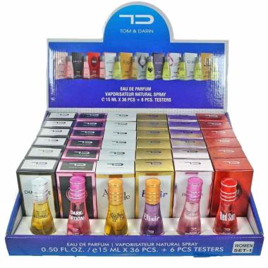 Expo 15 ml donna 36pz+6tester composto da:life is b./dark option/elixir/adorabile/challenge/red son