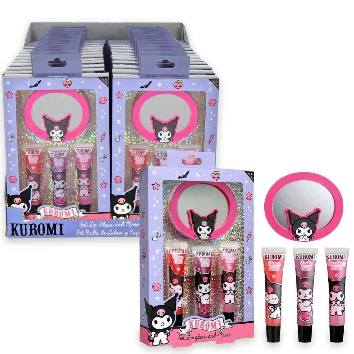 Set lip gloss 3 x 7,5 ml and mirror kuromi