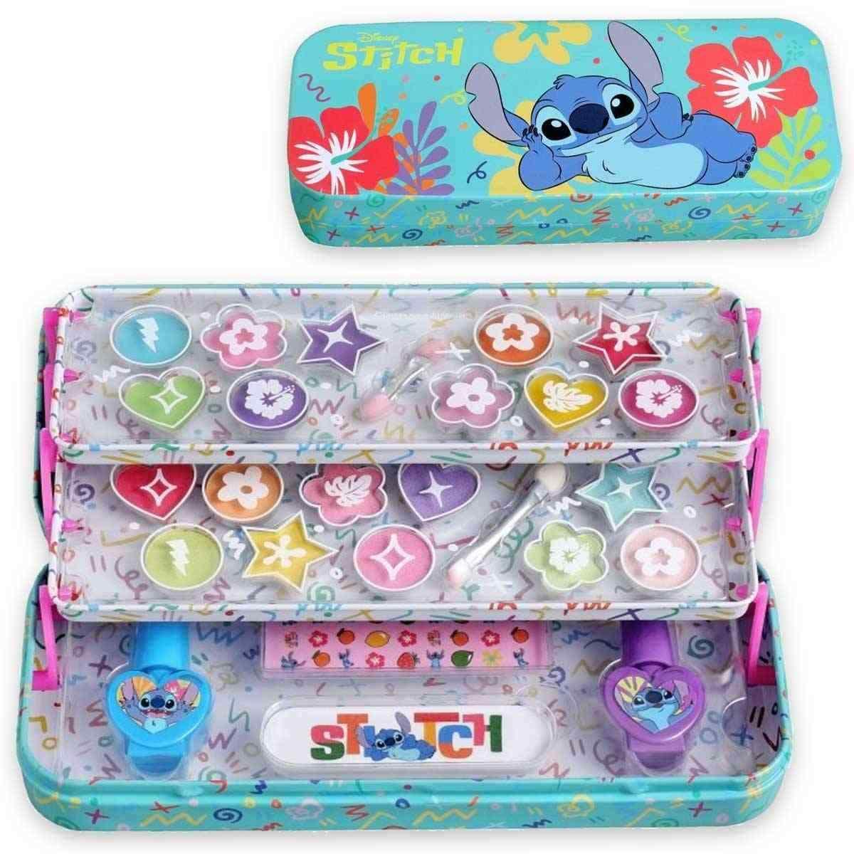 Stitch makeup tin with 3 folding trays