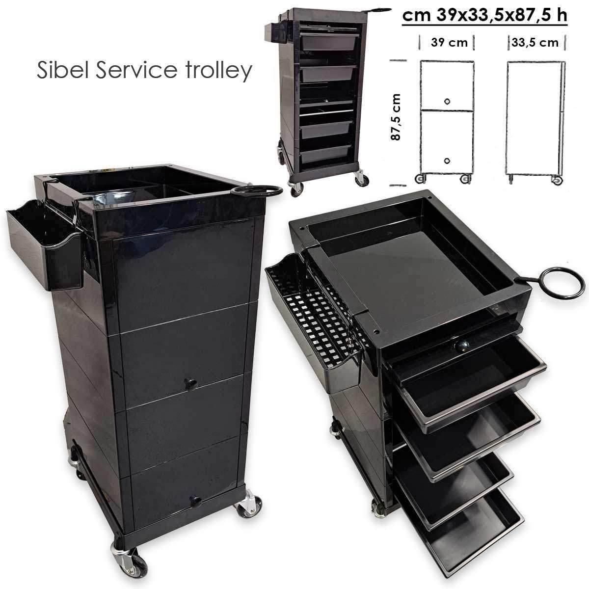 Sibel service trolley black 39 x 33,5 x  87,5 cm