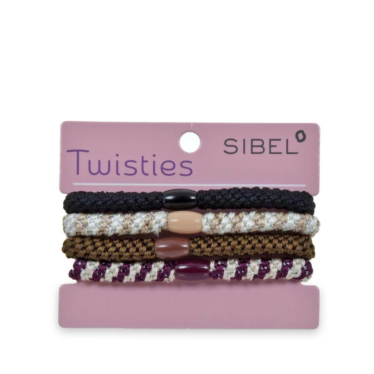 Sibel twisties elastici per capelli  4 pezzi  brown