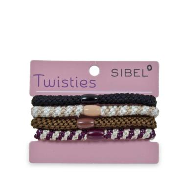 Sibel twisties elastici per capelli  4 pezzi  brown