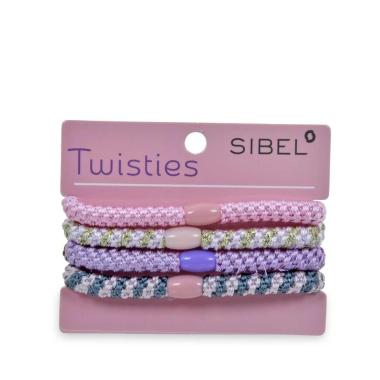Sibel twisties elastici per capelli  4 pezzi pink