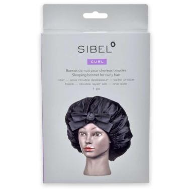 Sibel cuffia da notte per capelli ricci nero seta a doppio strato