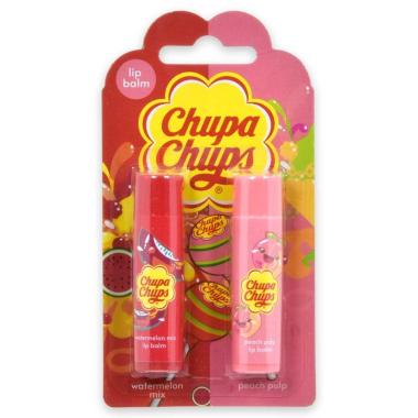Chupa chups lip balm 2 pz water melon mix, peach pulp