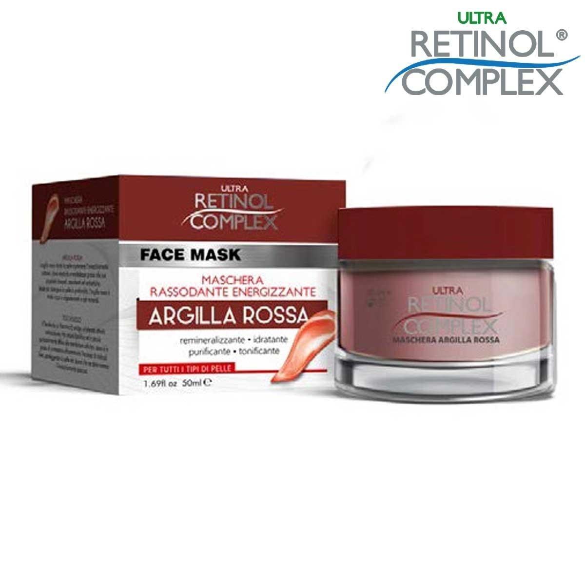 Retinol complex maschera viso rassodante energizzante all'argilla rossa 50 ml