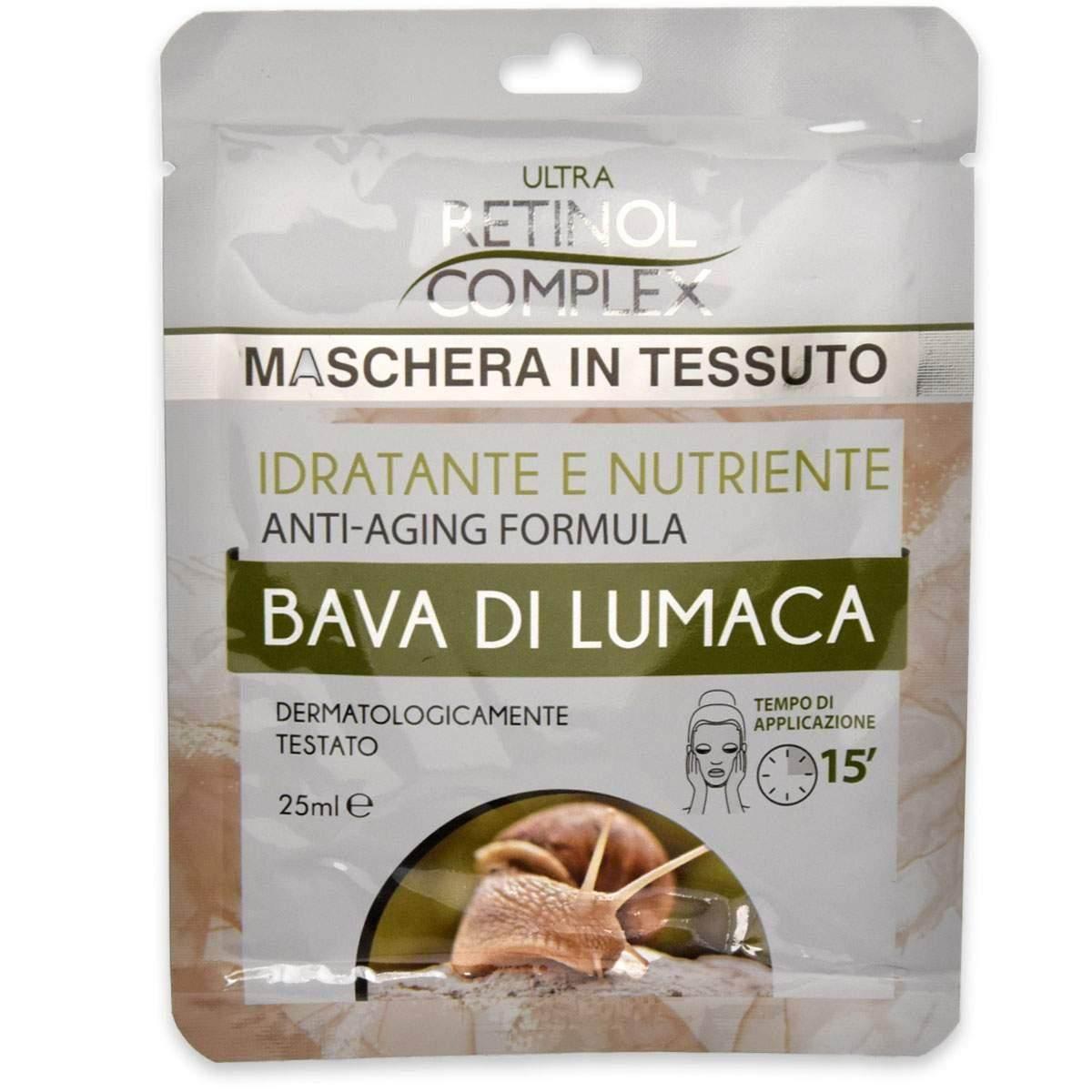 Retinol complex maschera viso in tessuto bava di lumaca 25 ml