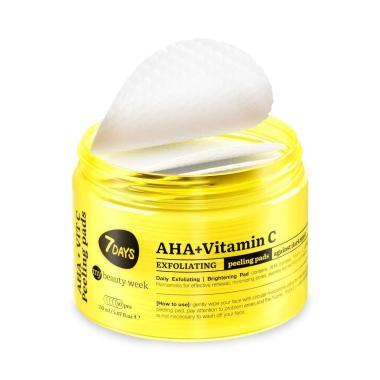 7 DAYS Peeling Pad Viso esfoliante AHA+VITAMINA C double-face 50 PEZZI