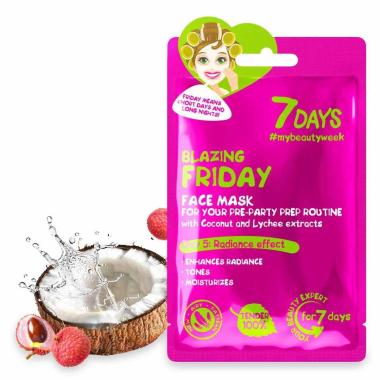 7 DAYS Face mask BLAZING FRIDAY For your pre-party perp routine with coconut water and Lychee 28GR