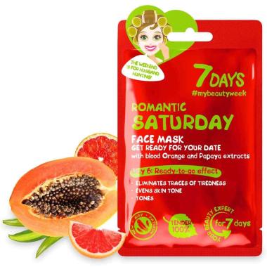 7 DAYS Face mask ROMANTIC SATURDAY Get ready for your date with Blood Orange and Papaya 28GR