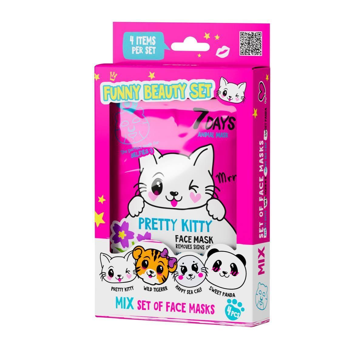 7 days animal mask gift set  - 4 maschere - confezione finestra 4 pezzi