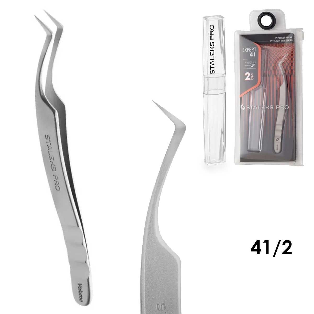 Staleks pinzetta professionale per ciglia expert 41 tipo 2 (a forma di l, 40 ')