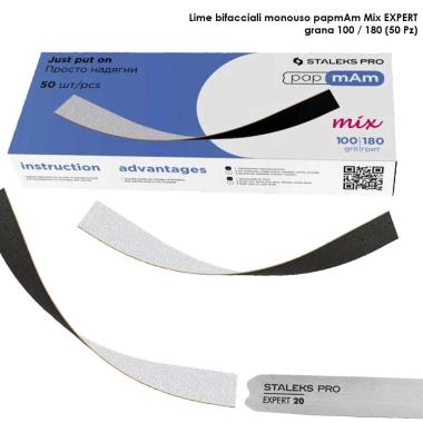 Staleks file di ricambio bifacciali papmam mix per la lima dritta expert, grana 100/180  (50 pz.)