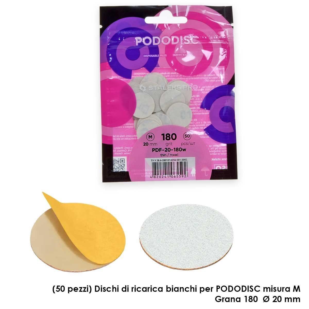 Staleks ricambi disco per pedicure pododisc staleks pro m, grana 180 (50 pz.), colore bianco dia 20 mm