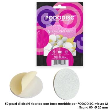 Staleks ricambi su base morbida per il staleks disco per pedicure pododisc staleks pro m, grana 80 (50 pz.), colore bianco dia 20 mm