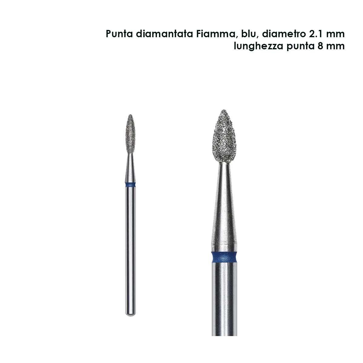 Staleks punta diamantata fiamma, colore blu, diametro 2,1 mm  l. punta 8 mm
