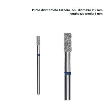 Staleks punta diamantata cilindro, colore blu, diametero 2,5 mm  l.zza punta 6 mm