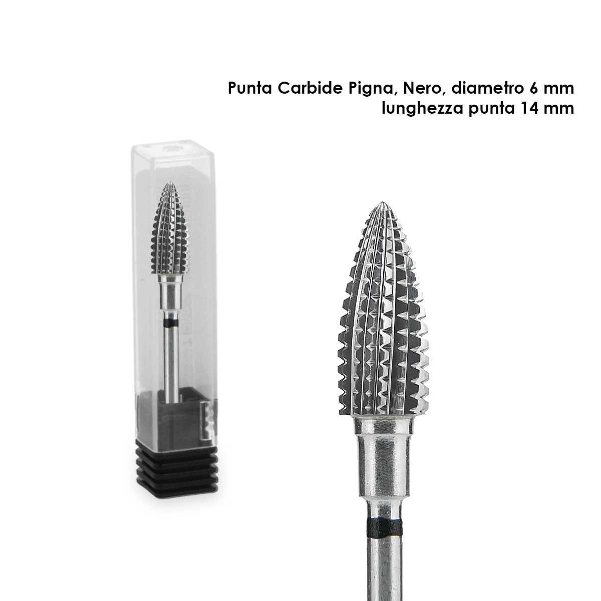 Staleks punta fresa in carburo, pigna, nera, agressiva,  expert con diametro 6 mm/ lunghezza 14 mm