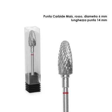 Staleks punta carbide mais, colore rosso, diametro 6 mm / lunghezza 14 mm