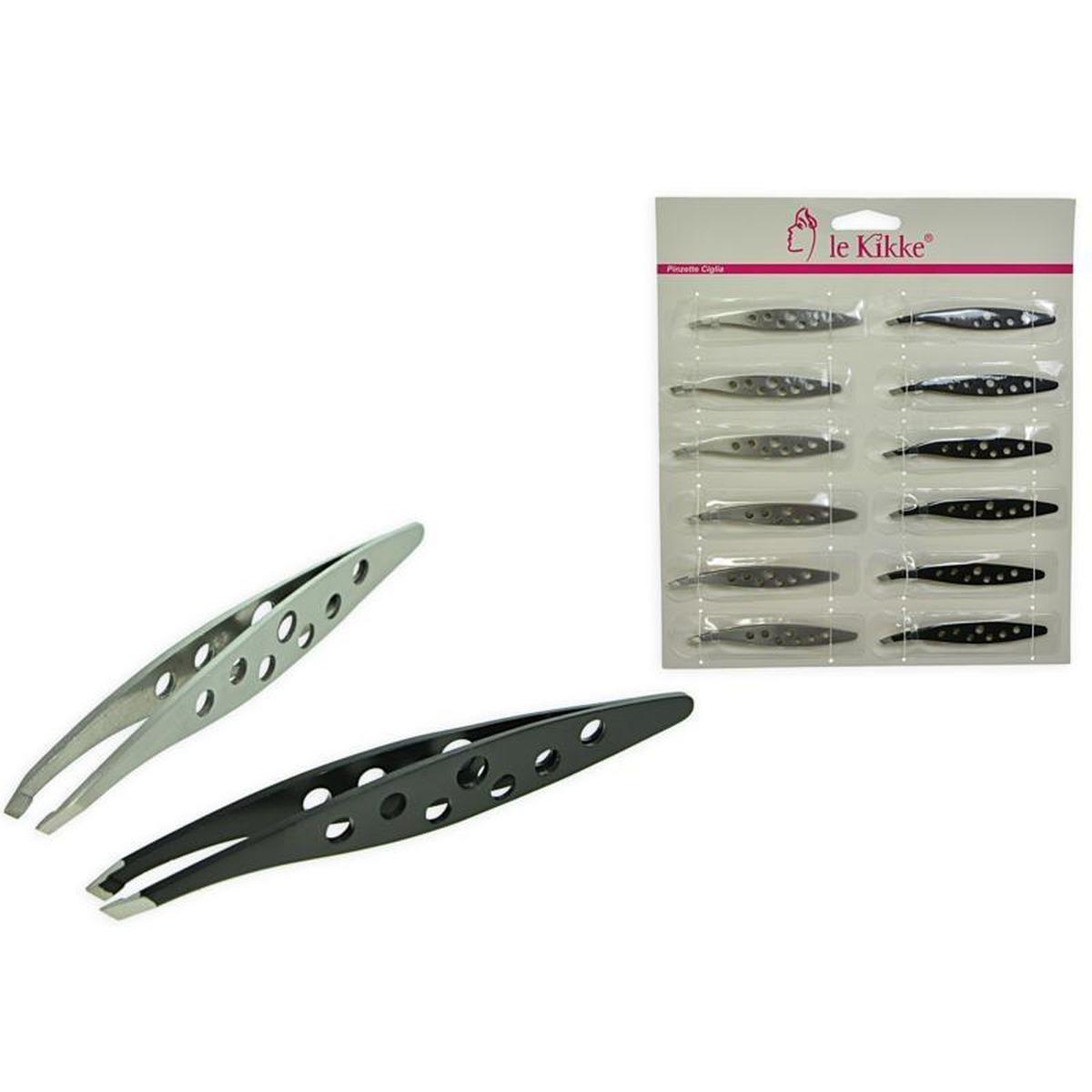 Le kikke pinzette ciglia argento/nera