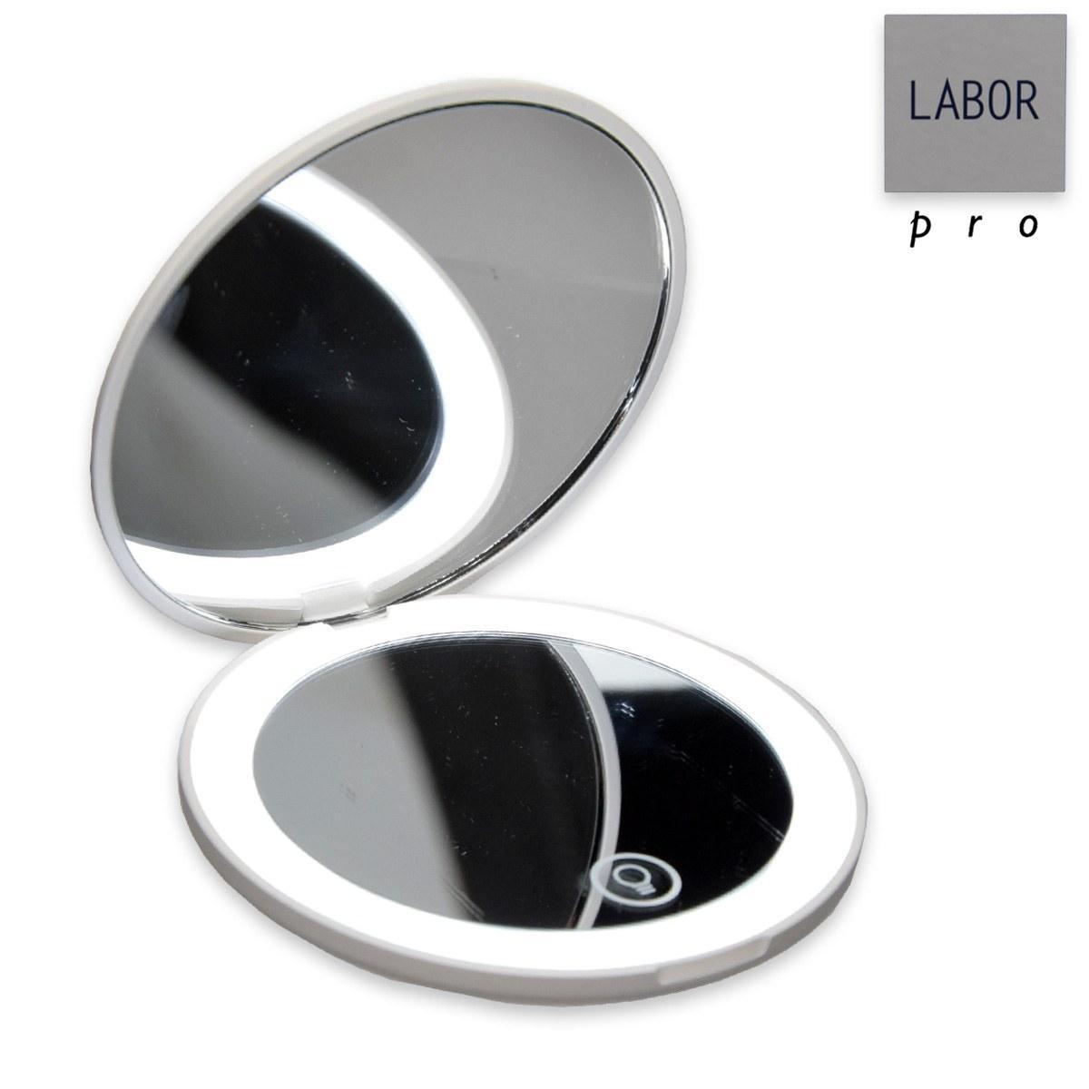 Labor specchietto da borsa bianco con luce led ricaricabile usb