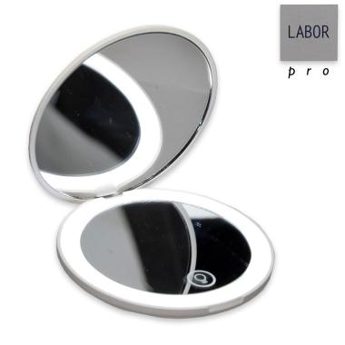 Labor specchietto da borsa bianco con luce led ricaricabile usb