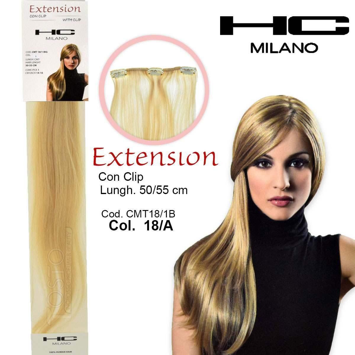 Hc milano extension 3 clip no remy largh.14-16cm lungh.50cm col.18a biondo chiaro 8
