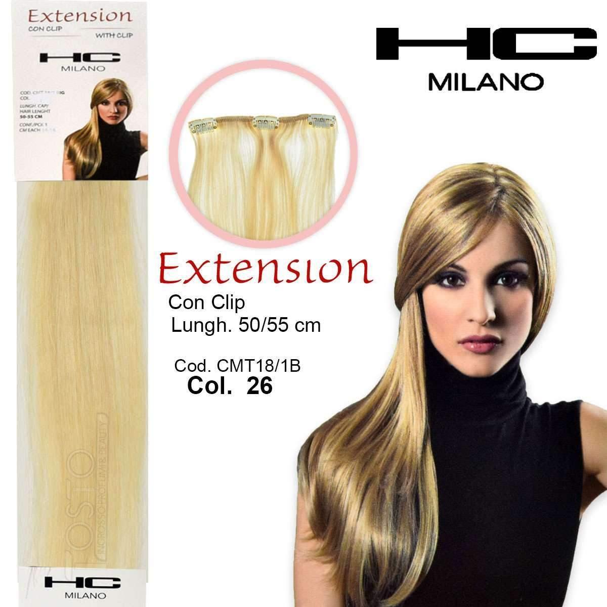 Hc milano extension 3 clip no remy largh.14-16cm lungh.50cm col.26 biondo ultrachiaro 11,0