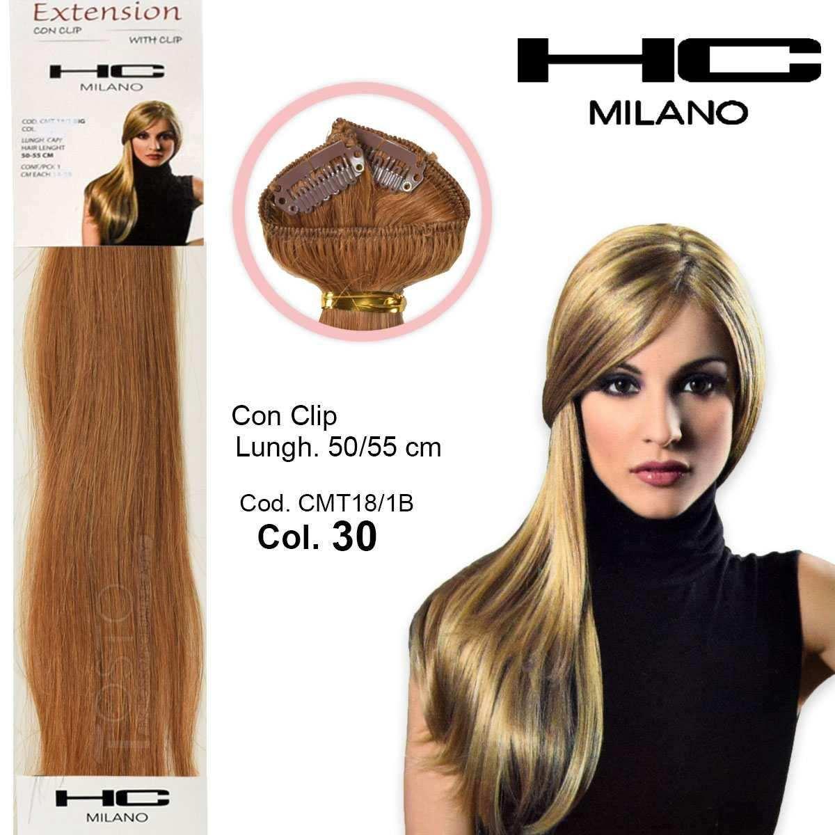 Hc milano extension 3 clip no remy largh.14-16cm lungh.50cm col.30 biondo dorato 7,3