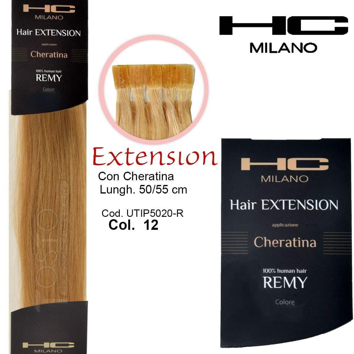 Hc milano extension cheratina remy 50/55 cm 20 pz col.12 beige 9.013