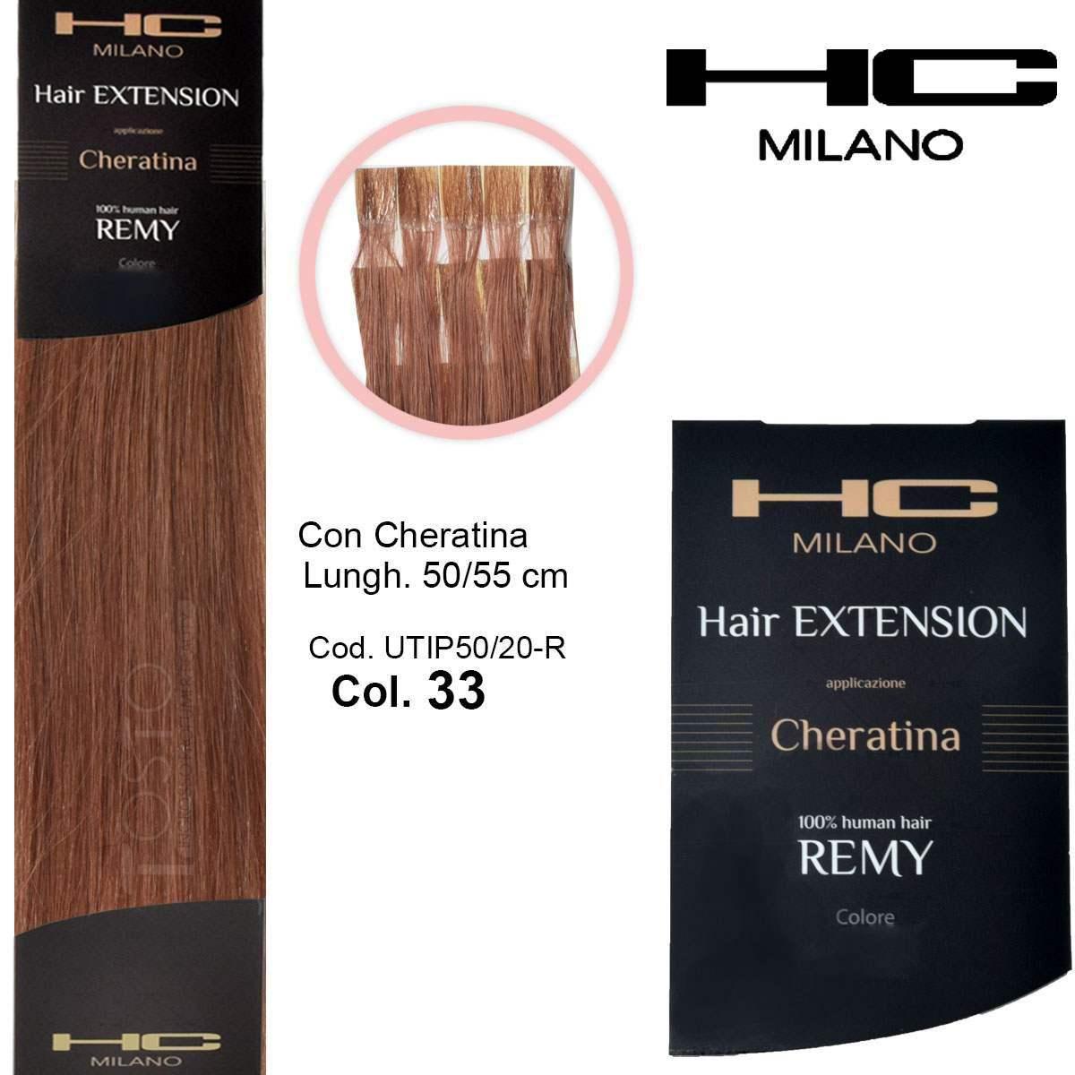 Hc milano extension cheratina remy 50/55 cm 20 pz col.33 biondo rame 7,4