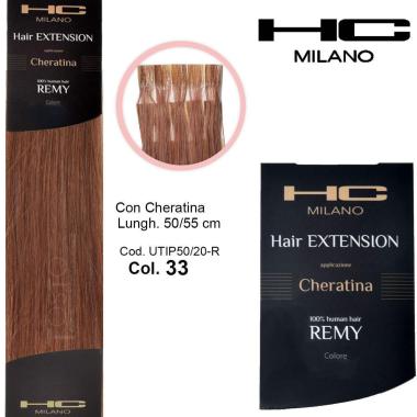 Hc milano extension cheratina remy 50/55 cm 20 pz col.33 biondo rame 7,4