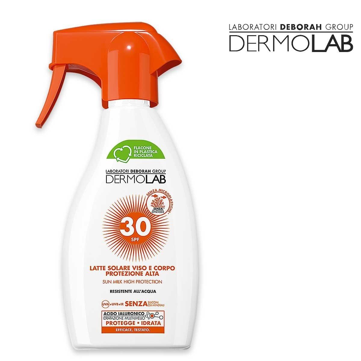 Dermolab latte solare protez. alta viso e corpo 250 ml spf 30