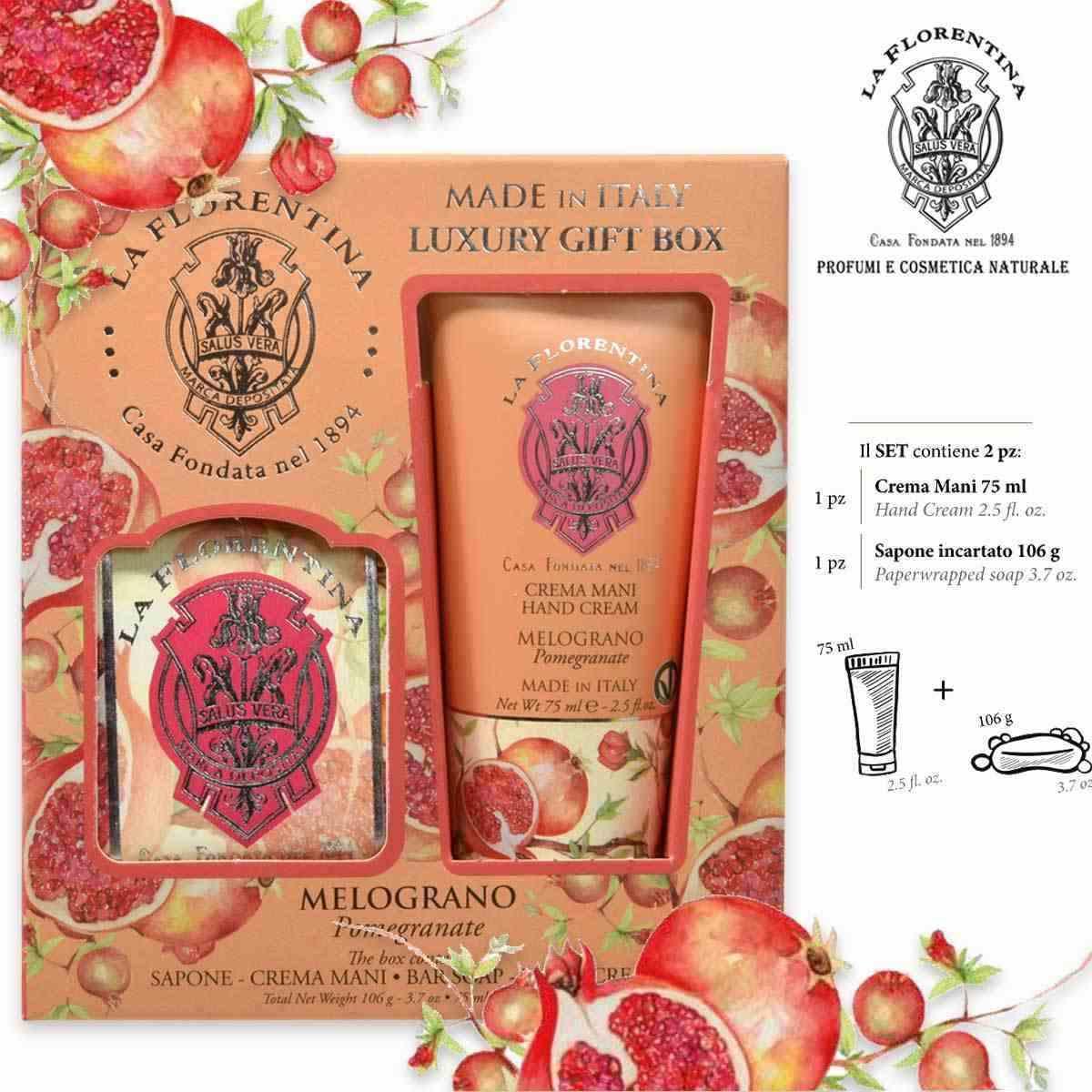 La florentina gift set small bl 75ml hc106g soap melograno