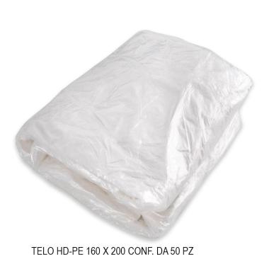 Teli hd-pe 160 x 200 affaldati confezione da 50 fogli